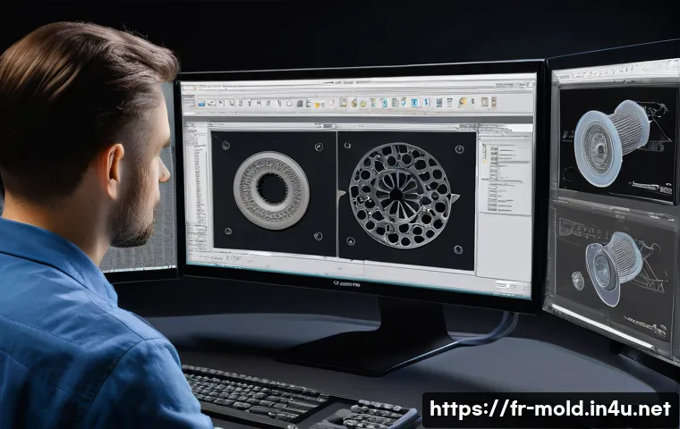 금형설계 실무를 위한 마스터캠 활용법 - A highly detailed 3D CAD workspace showing an engineer designing a complex mold in Mastercam softwar...