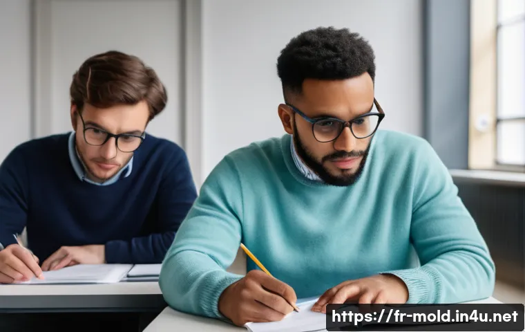 금형설계기능사 시험 응시료와 관련 비용 - A professional French certification exam setting focused on mold design, showing a diverse group of ...