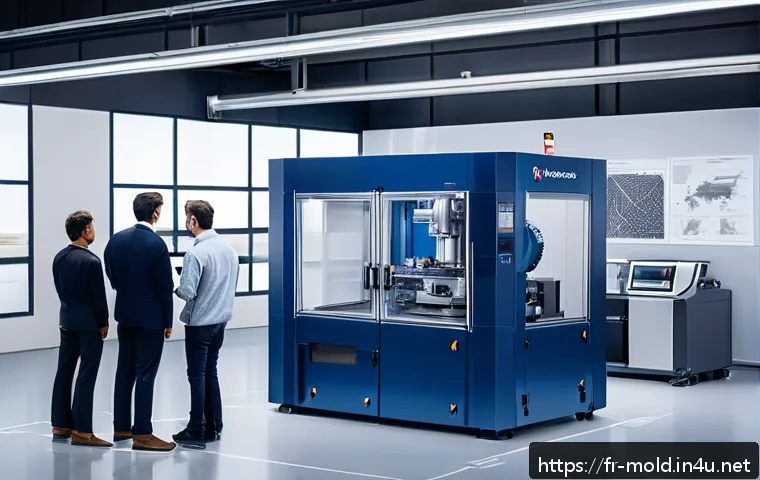 금형설계기능사 필수 이론 정리 - A highly detailed industrial workshop scene showcasing the mold design process: engineers in profess...